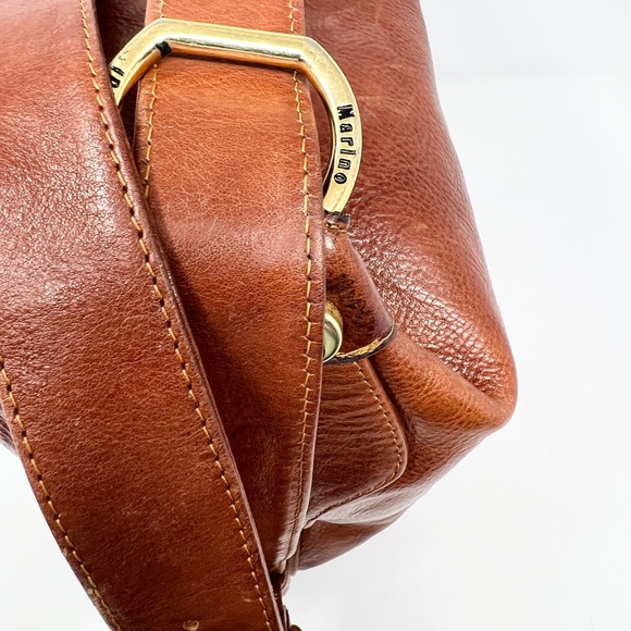 Marino Orlandi Italian Cognac Leather Convertible Bucket Bag Backpack Crossbody main image 13